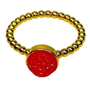 🎉LAST CHANCE🎉 Gold-Plated Pink Druzy Ring Designer Dara Ettinger Size 8 | 3/$25